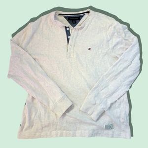Tommy Hilfiger cotton long sleeve shirt size large oatmeal colored
